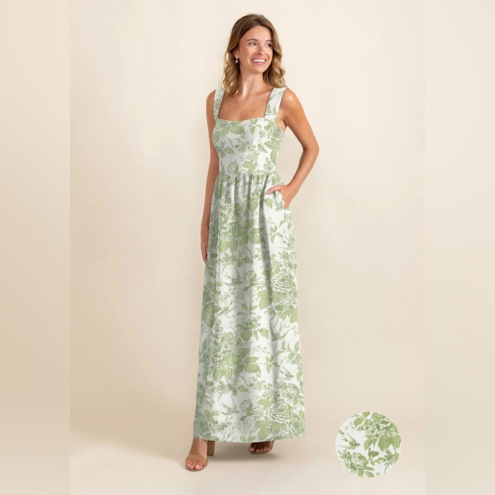 Lula Kate Beckett dress with Gathered Skirt in Garden Floral Jacquard